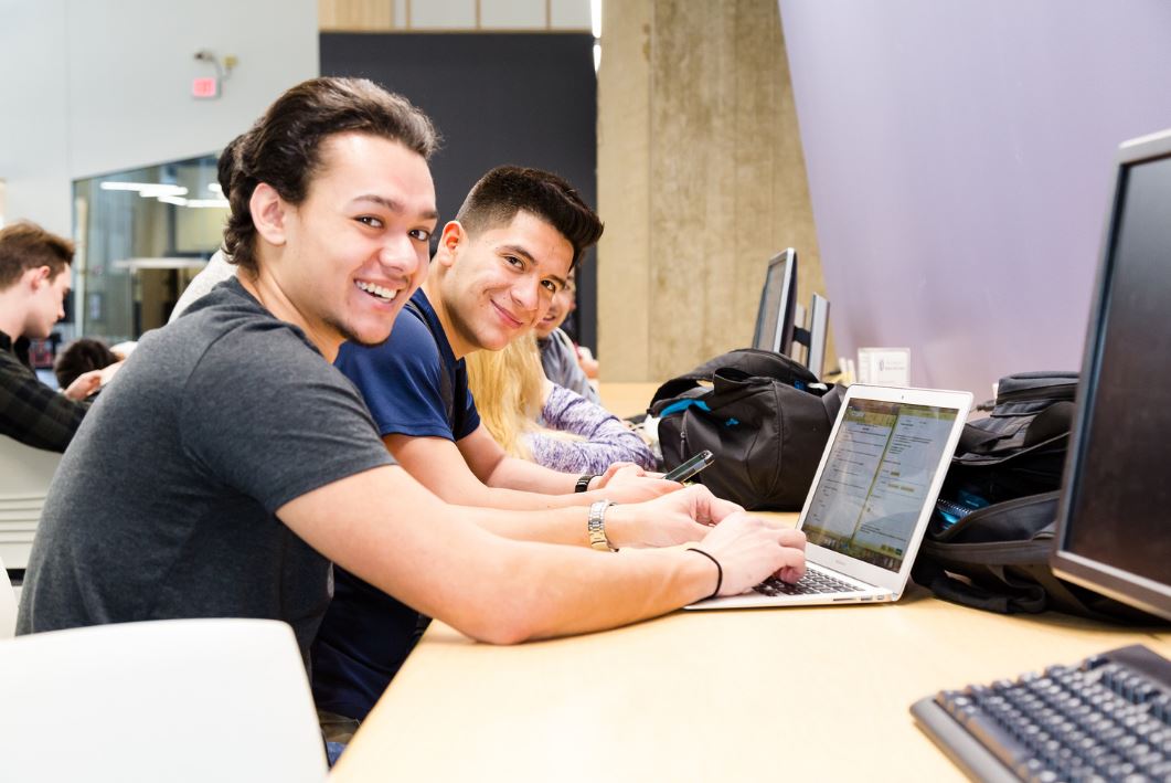 students in student life center