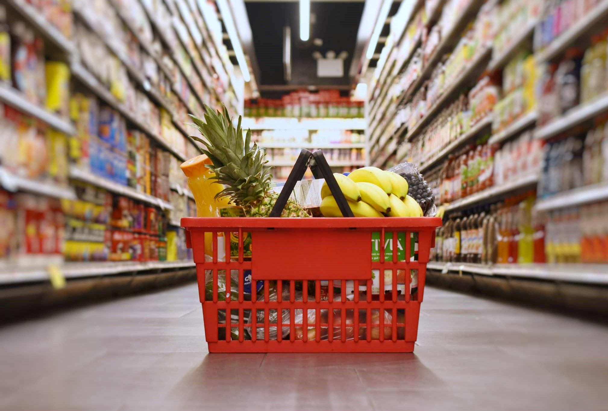 grocery basket of food