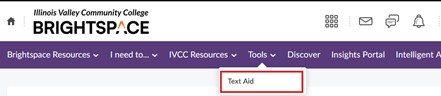 D2L Brightspace Navbar Text Aid Tool Image