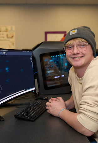 Student Drafting on Computer